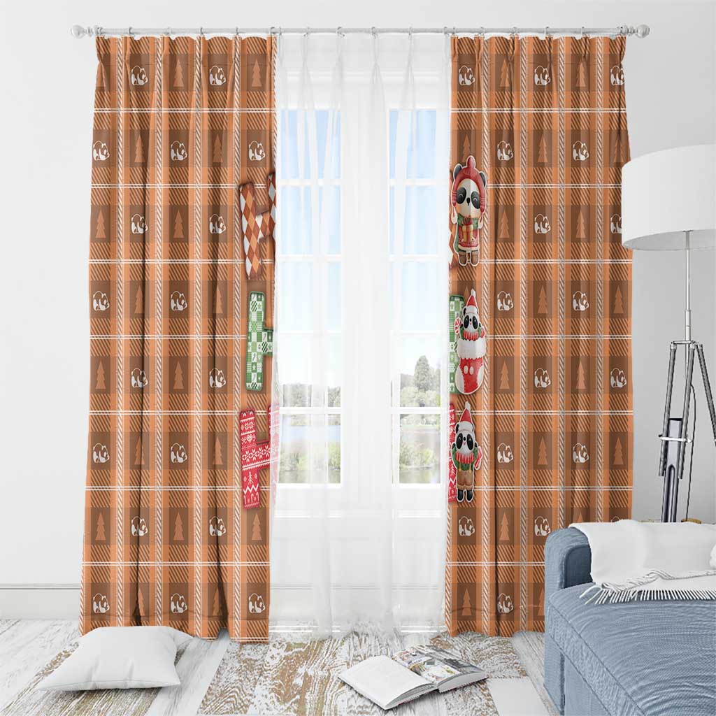 Panda Christmas Window Curtain Ho Ho Ho Caramel Pattern - Wonder Print Shop