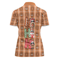 Panda Christmas Women Polo Shirt Ho Ho Ho Caramel Pattern - Wonder Print Shop