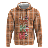 Panda Christmas Zip Hoodie Ho Ho Ho Caramel Pattern - Wonder Print Shop