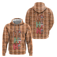 Panda Christmas Zip Hoodie Ho Ho Ho Caramel Pattern - Wonder Print Shop