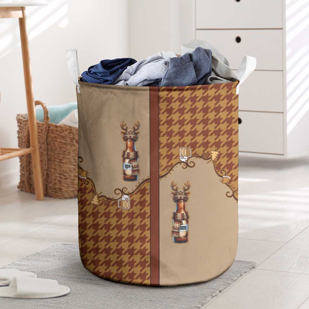 Western Yoke Laundry Basket Rein Beer Christmas Houndstooth Patterns - Wonder Print Shop