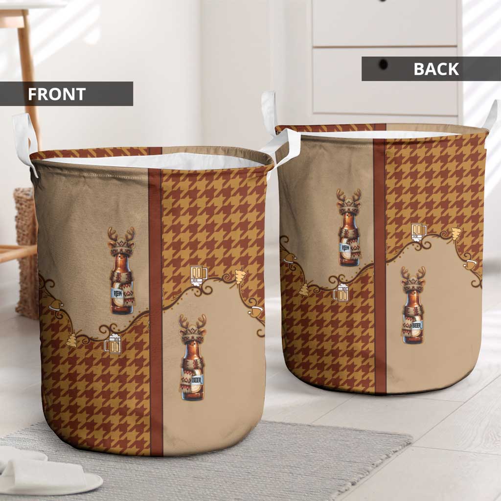 Western Yoke Laundry Basket Rein Beer Christmas Houndstooth Patterns - Wonder Print Shop