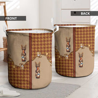 Western Yoke Laundry Basket Rein Beer Christmas Houndstooth Patterns - Wonder Print Shop