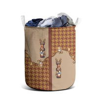 Western Yoke Laundry Basket Rein Beer Christmas Houndstooth Patterns - Wonder Print Shop