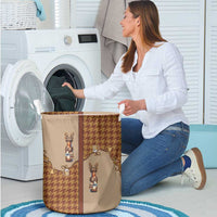 Western Yoke Laundry Basket Rein Beer Christmas Houndstooth Patterns - Wonder Print Shop