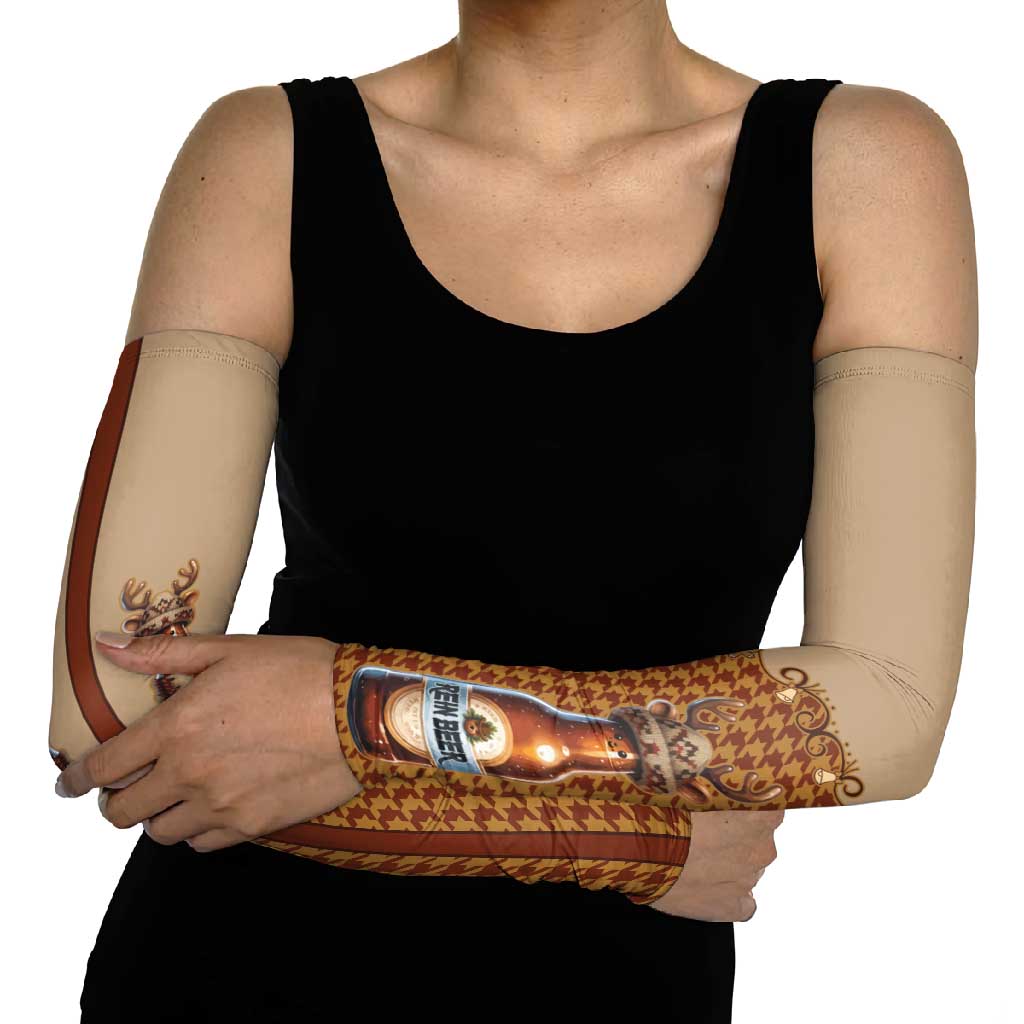 Western Yoke Arm Sleeves Rein Beer Christmas Houndstooth Patterns - Wonder Print Shop