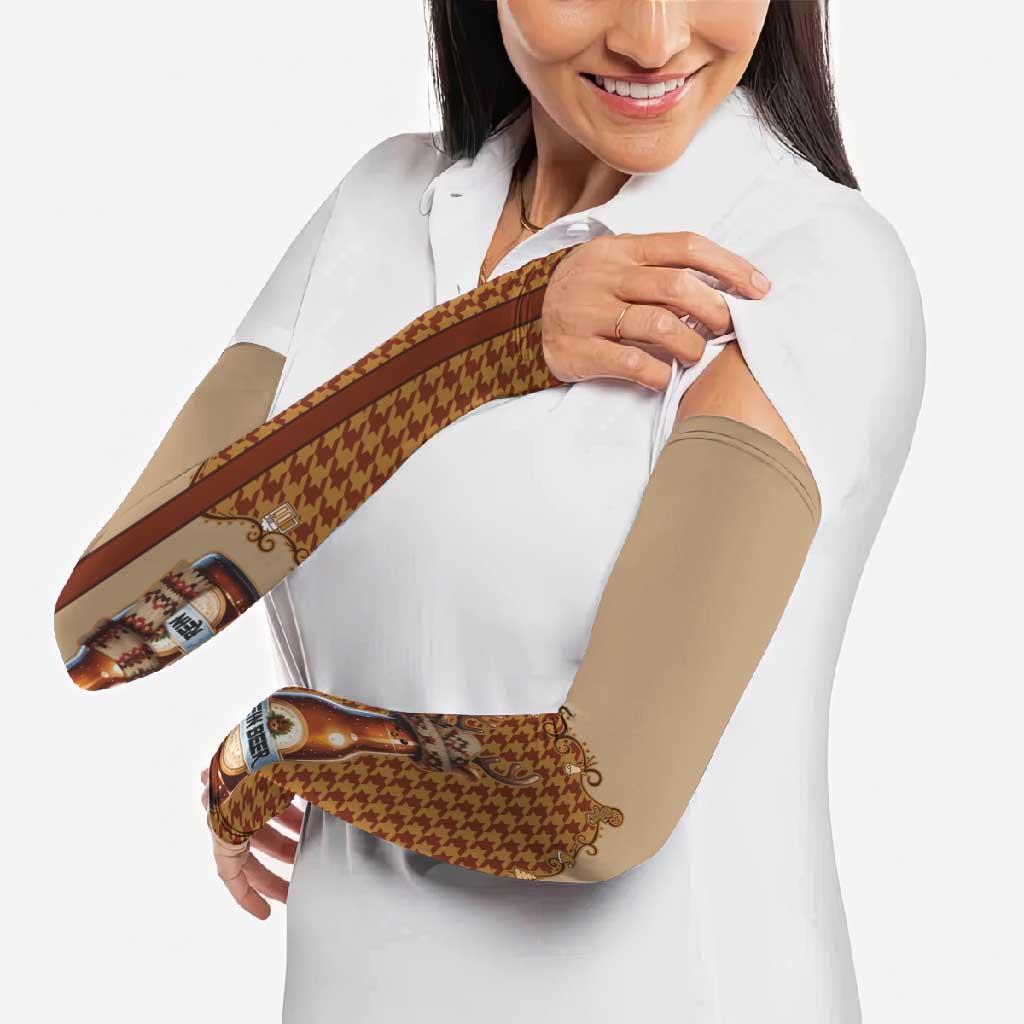 Western Yoke Arm Sleeves Rein Beer Christmas Houndstooth Patterns - Wonder Print Shop