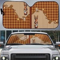 Western Yoke Auto Sun Shade Rein Beer Christmas Houndstooth Patterns - Wonder Print Shop