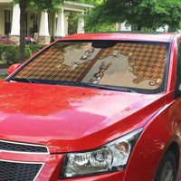 Western Yoke Auto Sun Shade Rein Beer Christmas Houndstooth Patterns - Wonder Print Shop