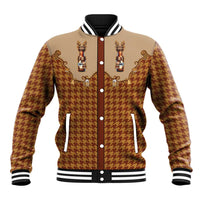Western Yoke Baseball Jacket Rein Beer Christmas Houndstooth Patterns - Wonder Print Shop