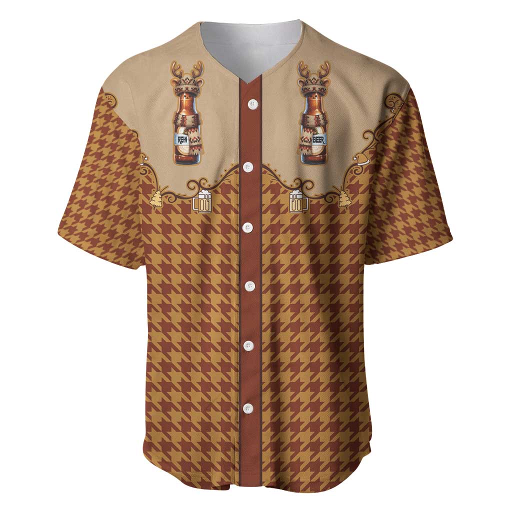 Western Yoke Baseball Jersey Rein Beer Christmas Houndstooth Patterns - Wonder Print Shop