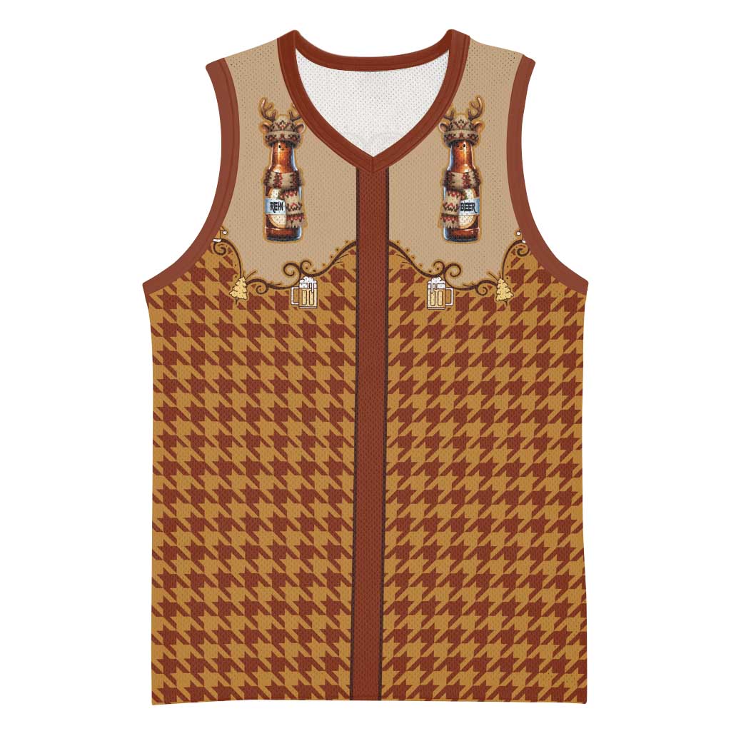 Western Yoke Basketball Jersey Rein Beer Christmas Houndstooth Patterns - Wonder Print Shop