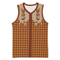 Western Yoke Basketball Jersey Rein Beer Christmas Houndstooth Patterns - Wonder Print Shop