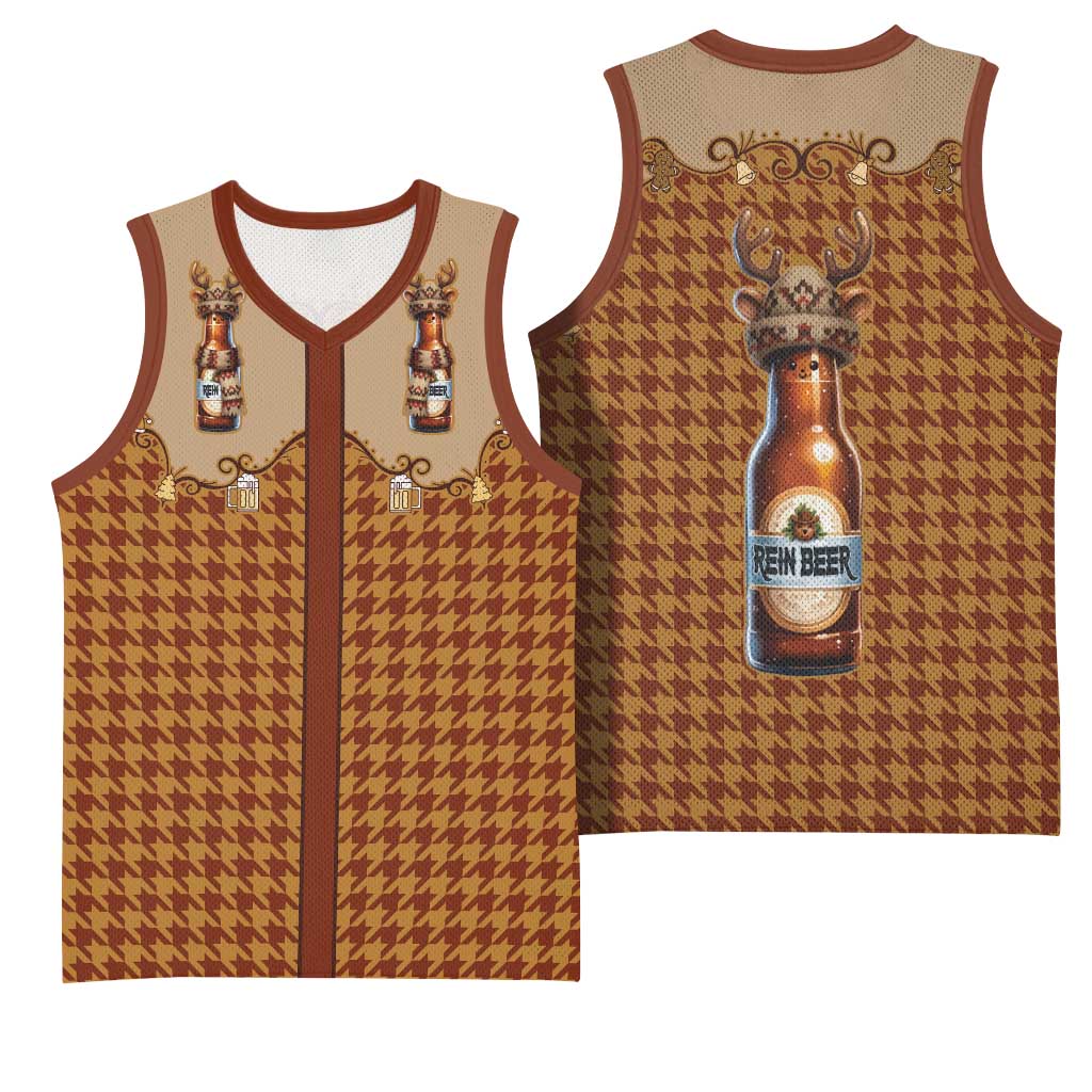 Western Yoke Basketball Jersey Rein Beer Christmas Houndstooth Patterns - Wonder Print Shop