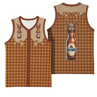 Western Yoke Basketball Jersey Rein Beer Christmas Houndstooth Patterns - Wonder Print Shop
