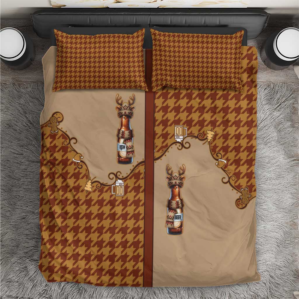 Western Yoke Bedding Set Rein Beer Christmas Houndstooth Patterns - Wonder Print Shop