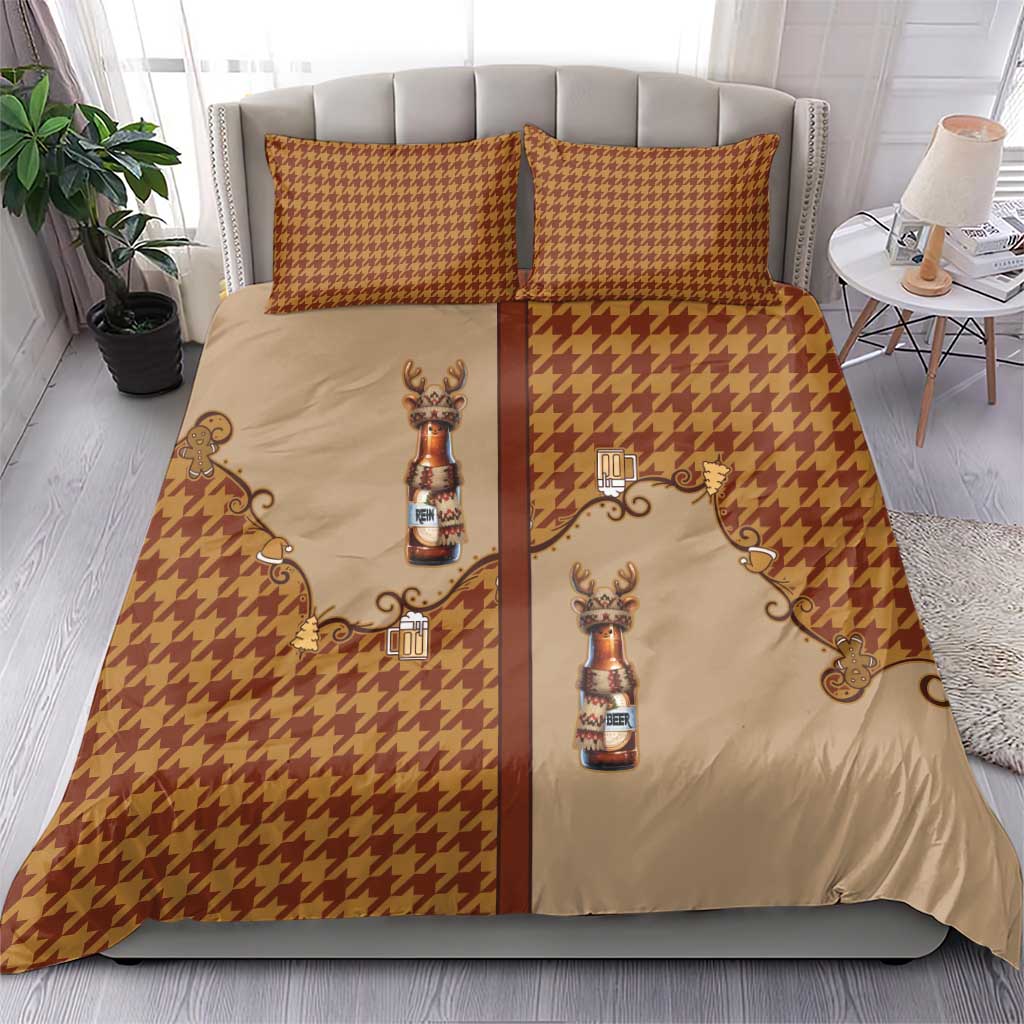 Western Yoke Bedding Set Rein Beer Christmas Houndstooth Patterns - Wonder Print Shop