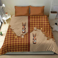 Western Yoke Bedding Set Rein Beer Christmas Houndstooth Patterns - Wonder Print Shop