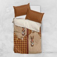 Western Yoke Bedding Set Rein Beer Christmas Houndstooth Patterns - Wonder Print Shop