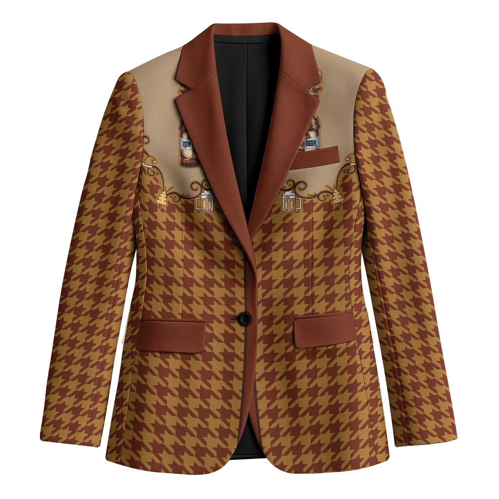 Western Yoke Blazer Rein Beer Christmas Houndstooth Patterns - Wonder Print Shop