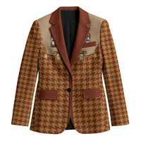 Western Yoke Blazer Rein Beer Christmas Houndstooth Patterns - Wonder Print Shop