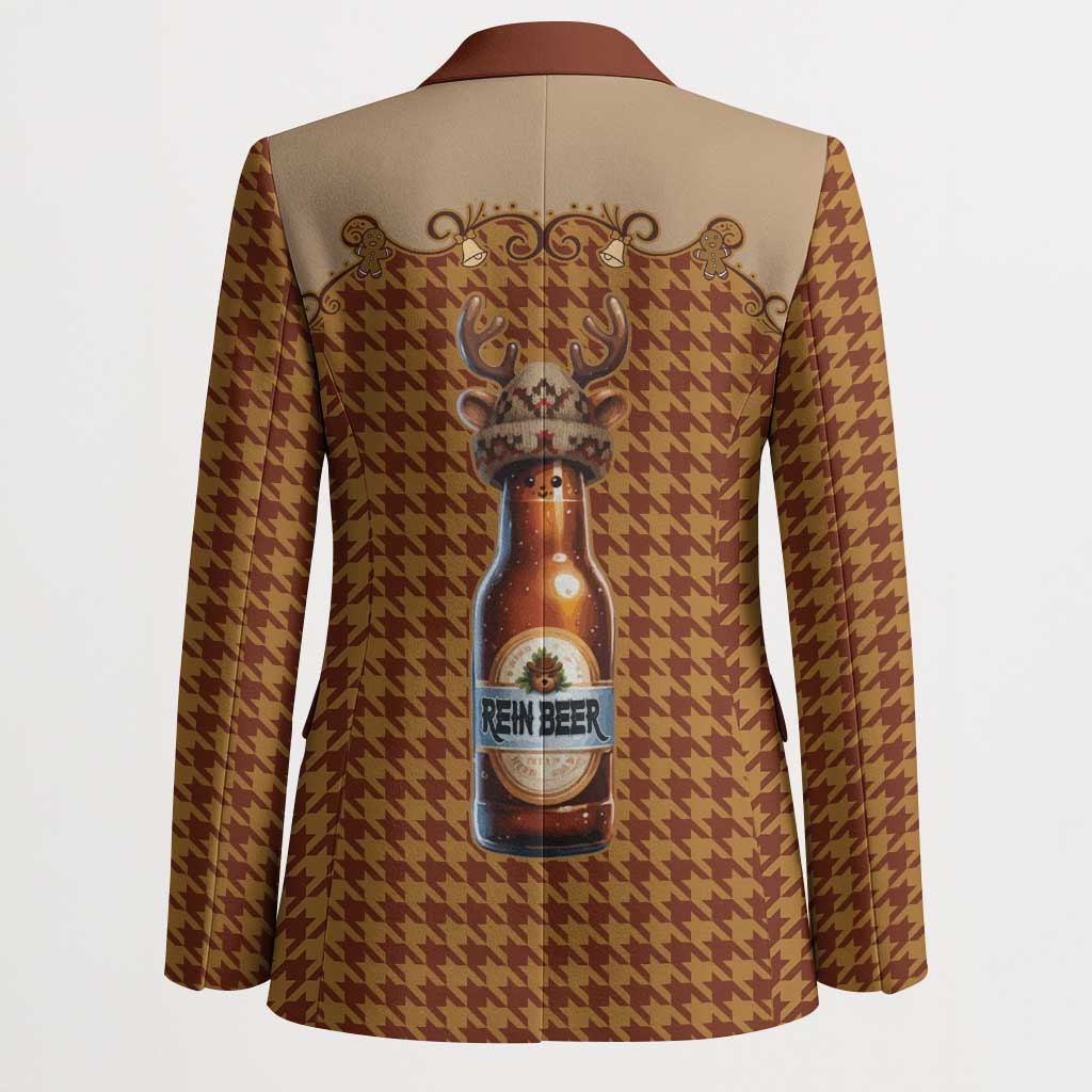 Western Yoke Blazer Rein Beer Christmas Houndstooth Patterns - Wonder Print Shop