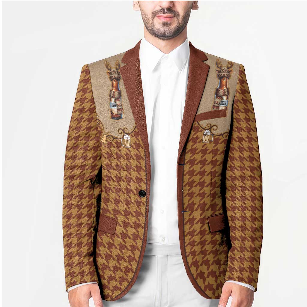 Western Yoke Blazer Rein Beer Christmas Houndstooth Patterns - Wonder Print Shop
