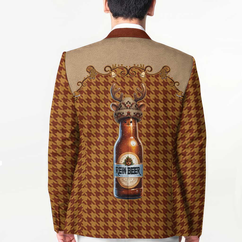 Western Yoke Blazer Rein Beer Christmas Houndstooth Patterns - Wonder Print Shop