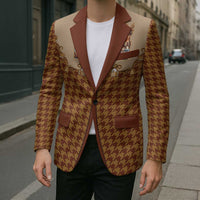 Western Yoke Blazer Rein Beer Christmas Houndstooth Patterns - Wonder Print Shop