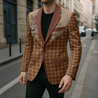 Western Yoke Blazer Rein Beer Christmas Houndstooth Patterns - Wonder Print Shop