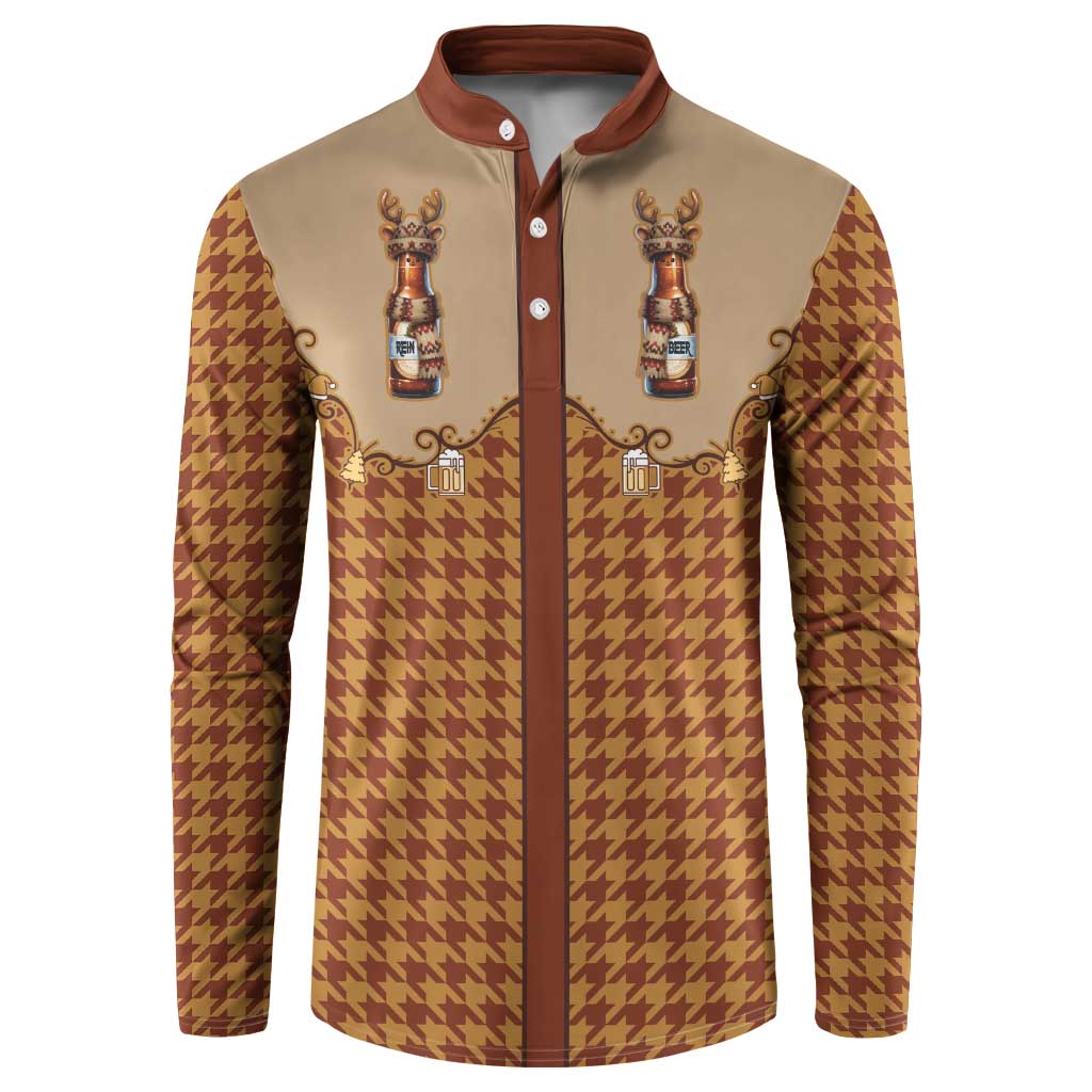 Western Yoke Button Sweatshirt Rein Beer Christmas Houndstooth Patterns - Wonder Print Shop
