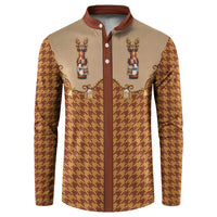 Western Yoke Button Sweatshirt Rein Beer Christmas Houndstooth Patterns - Wonder Print Shop