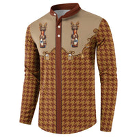 Western Yoke Button Sweatshirt Rein Beer Christmas Houndstooth Patterns - Wonder Print Shop