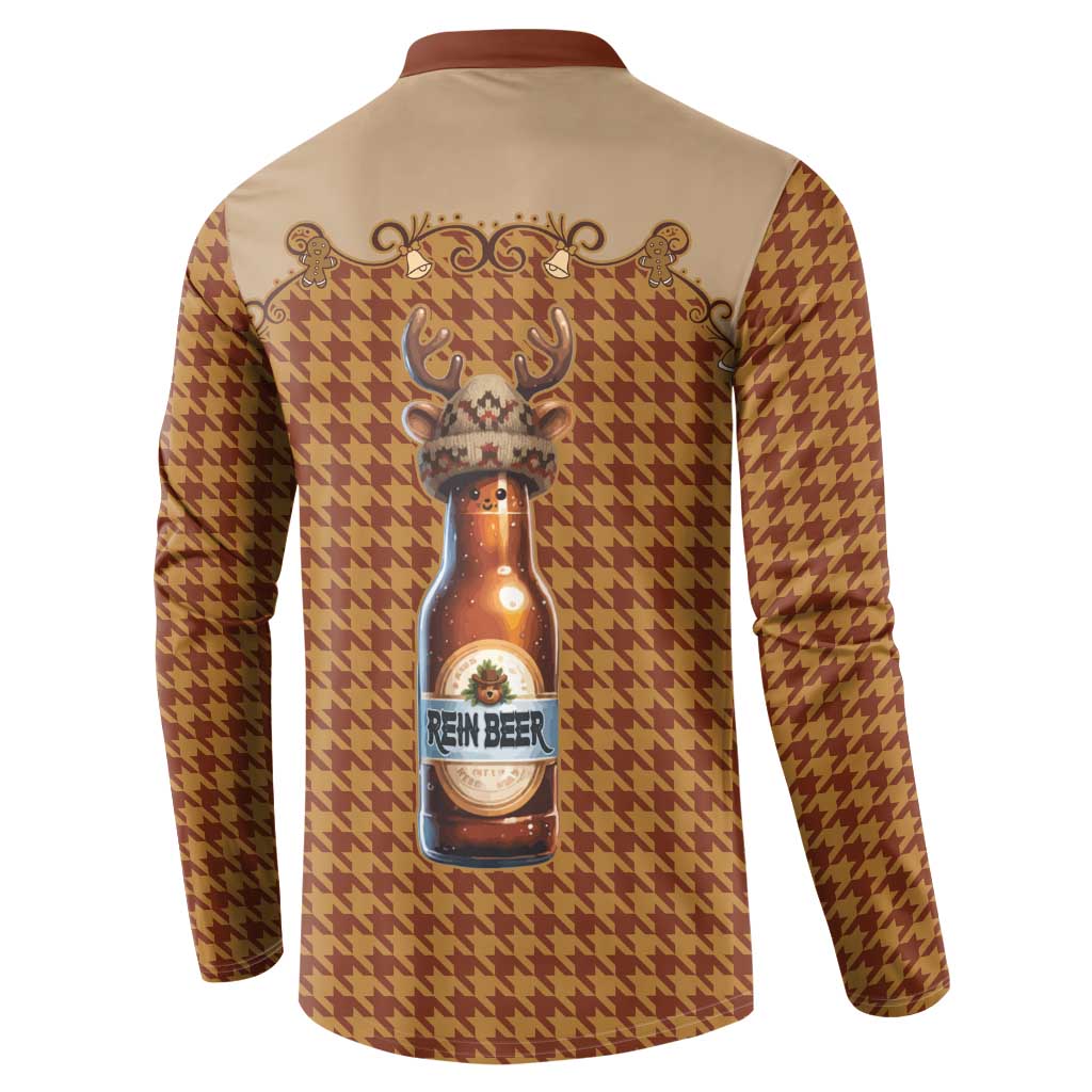 Western Yoke Button Sweatshirt Rein Beer Christmas Houndstooth Patterns - Wonder Print Shop
