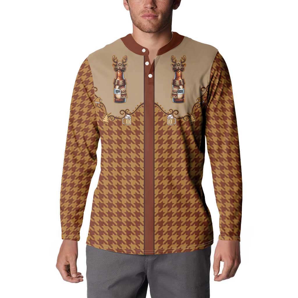 Western Yoke Button Sweatshirt Rein Beer Christmas Houndstooth Patterns - Wonder Print Shop