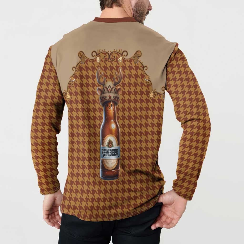 Western Yoke Button Sweatshirt Rein Beer Christmas Houndstooth Patterns - Wonder Print Shop