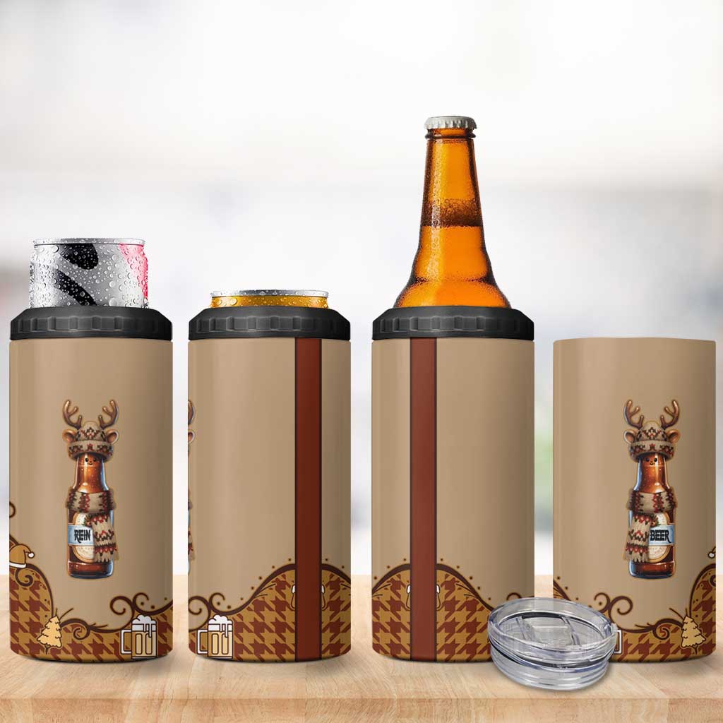 Western Yoke 4 in 1 Can Cooler Tumbler Rein Beer Christmas Houndstooth Patterns - Wonder Print Shop