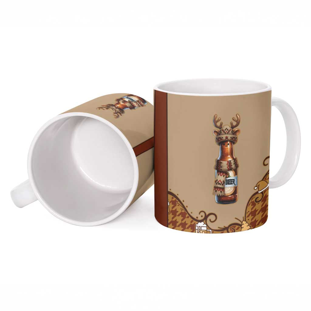Western Yoke Ceramic Mug Rein Beer Christmas Houndstooth Patterns - Wonder Print Shop