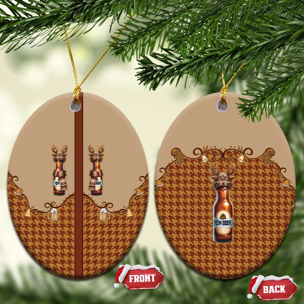 Western Yoke Ceramic Ornament Rein Beer Christmas Houndstooth Patterns - Wonder Print Shop