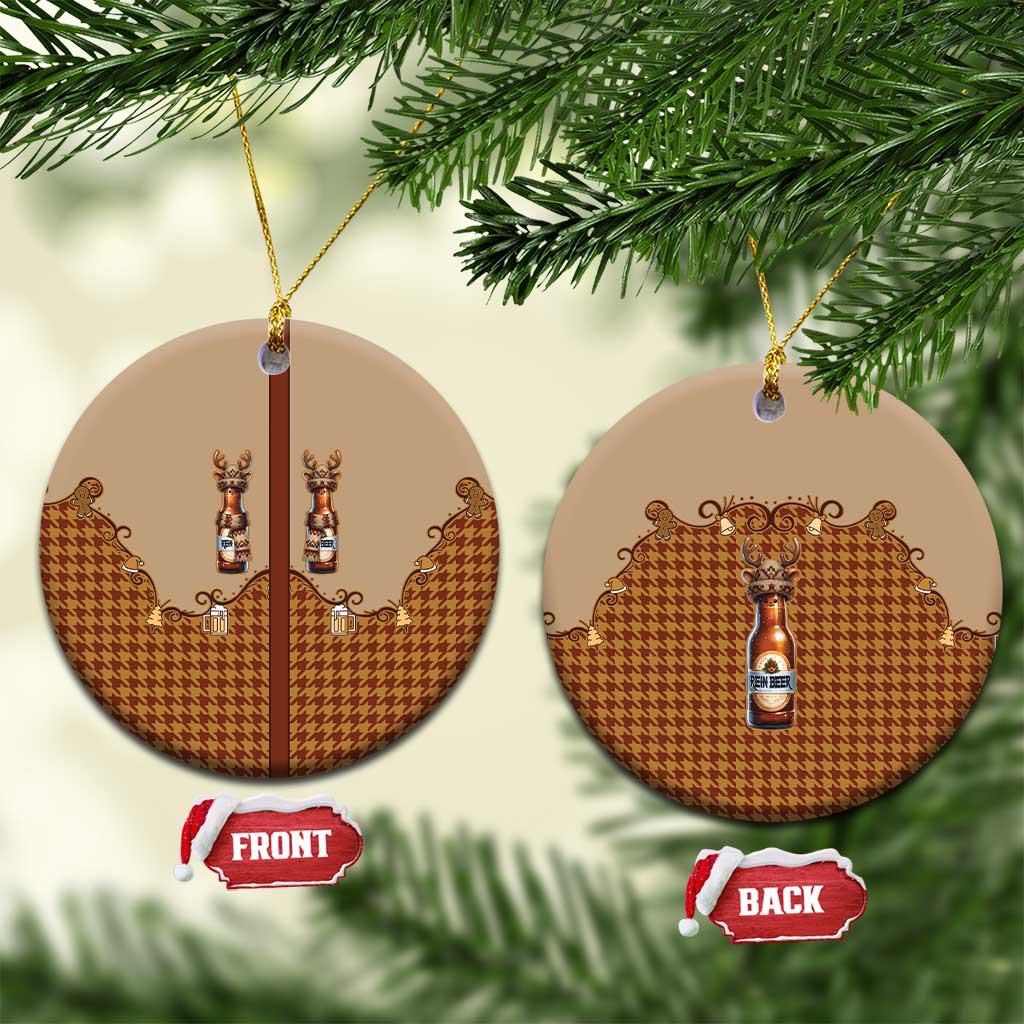 Western Yoke Ceramic Ornament Rein Beer Christmas Houndstooth Patterns - Wonder Print Shop
