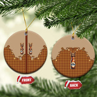 Western Yoke Ceramic Ornament Rein Beer Christmas Houndstooth Patterns - Wonder Print Shop