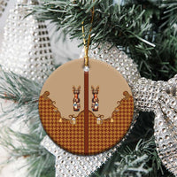 Western Yoke Ceramic Ornament Rein Beer Christmas Houndstooth Patterns - Wonder Print Shop