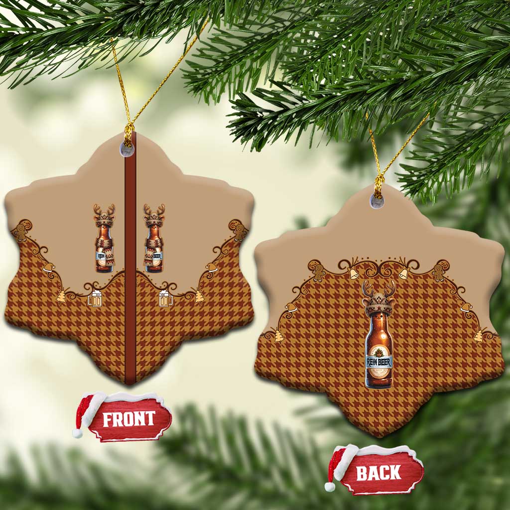 Western Yoke Ceramic Ornament Rein Beer Christmas Houndstooth Patterns - Wonder Print Shop