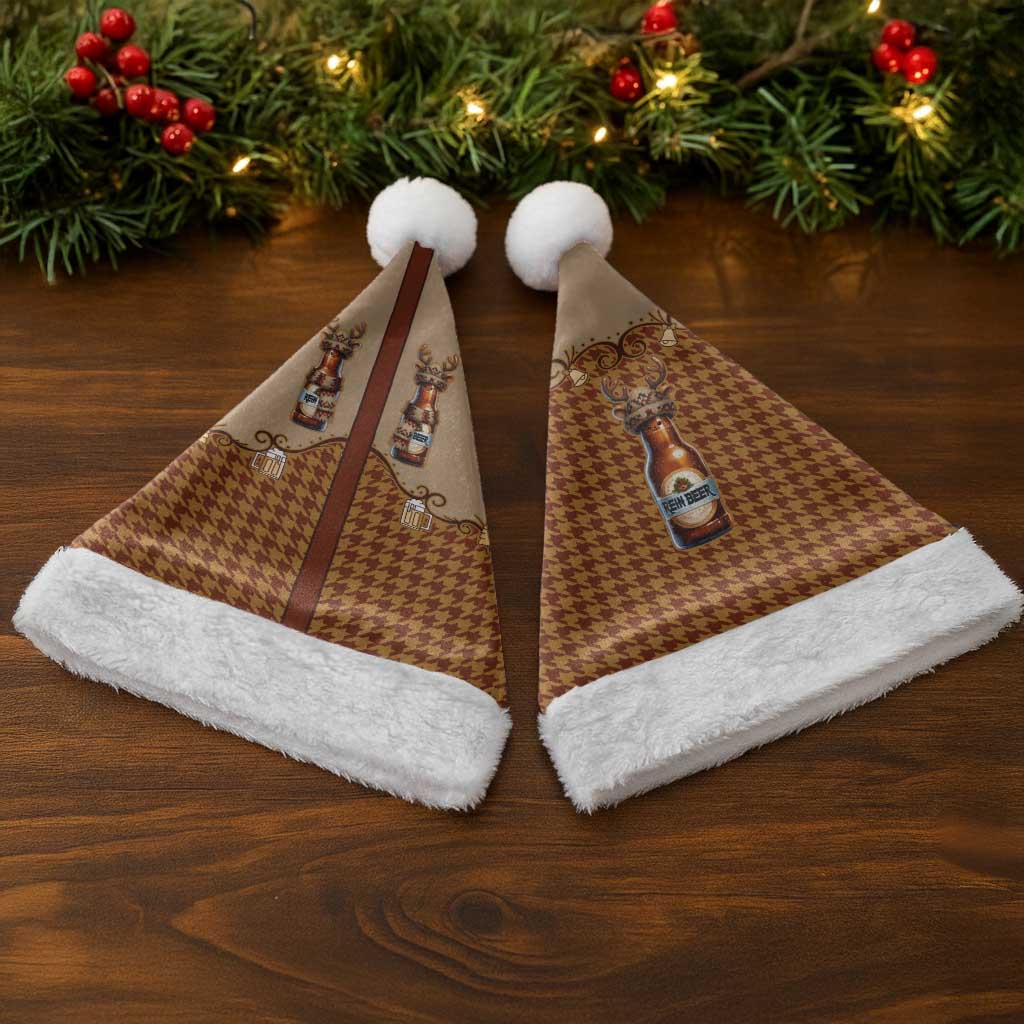 Western Yoke Christmas Santa Hat Rein Beer Christmas Houndstooth Patterns - Wonder Print Shop