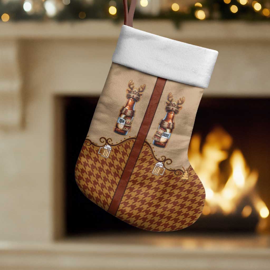 Western Yoke Christmas Stocking Rein Beer Christmas Houndstooth Patterns - Wonder Print Shop