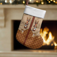 Western Yoke Christmas Stocking Rein Beer Christmas Houndstooth Patterns - Wonder Print Shop