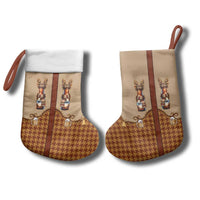 Western Yoke Christmas Stocking Rein Beer Christmas Houndstooth Patterns - Wonder Print Shop
