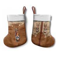 Western Yoke Christmas Stocking Rein Beer Christmas Houndstooth Patterns - Wonder Print Shop