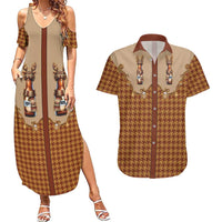 Western Yoke Couples Matching Summer Maxi Dress and Hawaiian Shirt Rein Beer Christmas Houndstooth Patterns - Wonder Print Shop