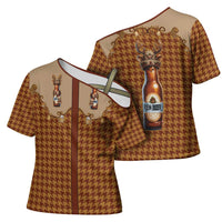 Western Yoke Cross Shoulder Shirt Rein Beer Christmas Houndstooth Patterns - Wonder Print Shop